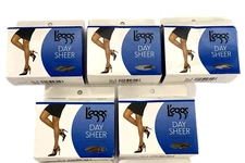 Lot 5 Prs Nude Tan L'EGGS Sheer Day Reinforced Stockings Pantyhose Control Top Q