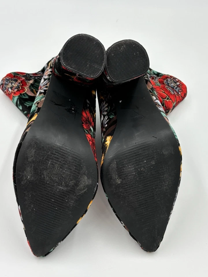 Public Desire Floral Ankle Boots Women’s Size 6 Black Red Green Gold - Image 3 of 4