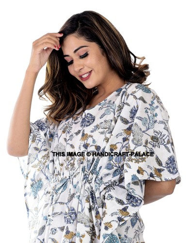 Handmade Indisch Baumwolle Kaftan Lang Beachwear Nacht Maxi Abendkleid Plus Size - Bild 3 von 5
