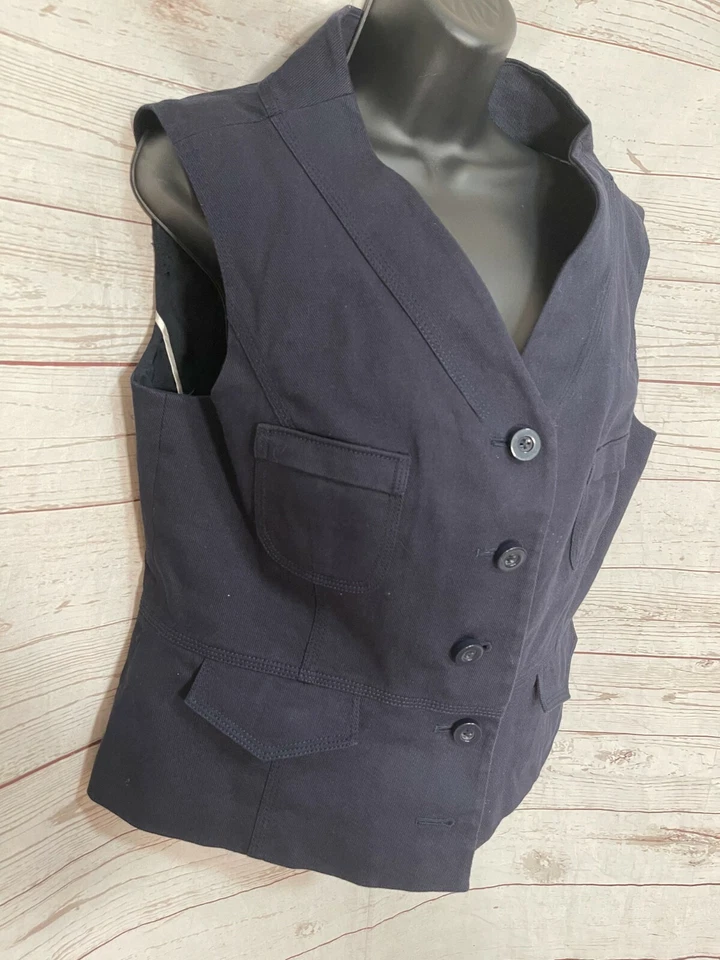 Chaleco Chaleco Mujer Colección Magaschoni Botón Delantero Azul Talla 14 Foto 3 de 4