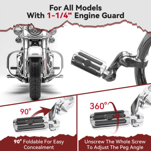 Fit Harley Davidson Touring Road King Street Glide 1.25" Highway Foot Pegs Pedal - Picture 3 of 14