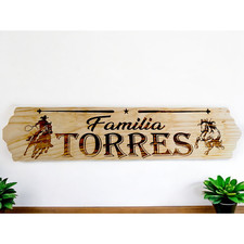 Personalized Laser Engraved Wood Sign 26.6" W Customized. Add Last Name