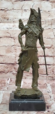 Bronze Statue Native American Chief Sculpture Signed Russell Cultural Decor Gift