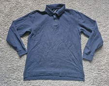 LL Bean Blue Long Sleeve Polo Shirt Men's Size Medium