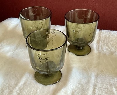 La Rochère Deer Head Short Stem Olive Green Made In France Set Of 2, $49.99