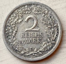 2 Reichsmark 1926 D Weimarer Republik Silber