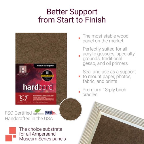 Hardboard Wood Painting Panel: Museum Series Hardbord, 9" x 12", 3/4 Inch Cra... - Picture 2 of 5