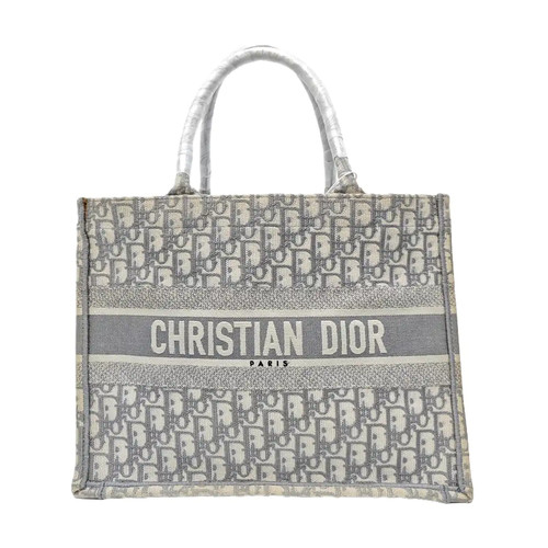 【Authentic】 DIOR Book Tote Grey Cloth Handbags (DDP)