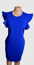 Calvin Klein Royal Blue Sheath Dress Puffed Cap Flutter Women 6 Modern Cocktail 