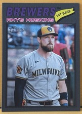 2026 Topps Heritage Baseball Rhys Hoskins Dark Gray Parallel Milwaukee Brewers