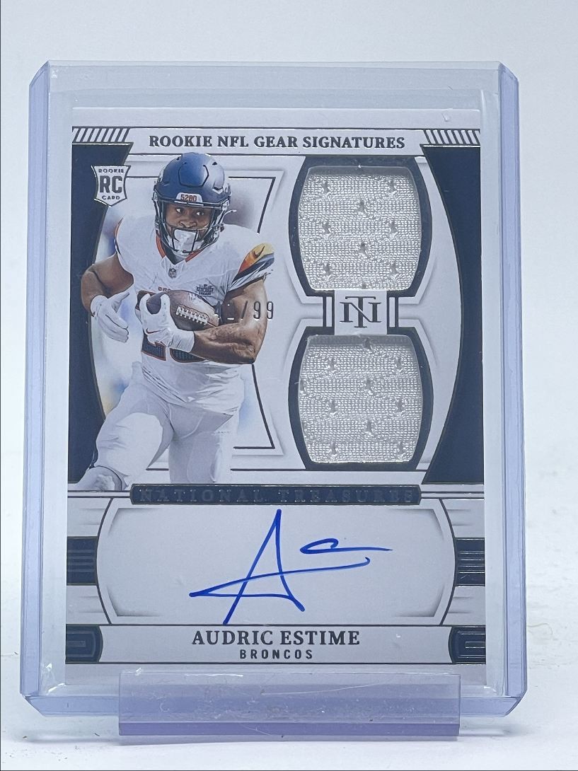 AUDRIC ESTIME 2024 NATIONAL TREASURES RPA ROOKIE NFL GEAR RC AUTO /99 Q4274