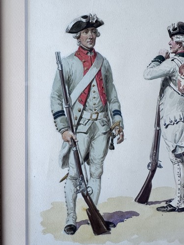 Lucien Rousselot: Original Gemälde. Französische Infanterie, 1767. Superb. - Bild 2 von 6