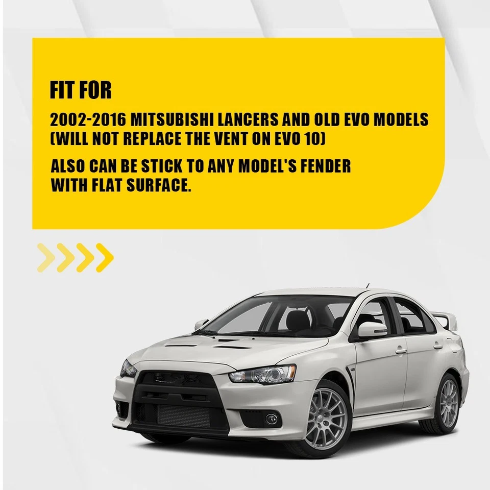 Gloss Black Evo 10 Grill Grills Fender Flare Vent Cover For Mitsubishi 2-20X - Image 2 of 4