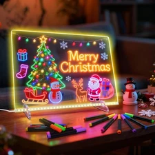 Cosmody LED Note Board with 2 Set Marks -13.7"X10" Acrylic Dry Erase Board