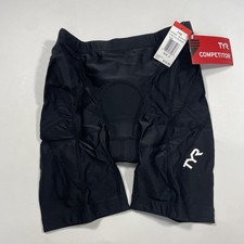 TYR Womens Competitor 8 Inch Tri Shorts Triathlon Padded Grippers Black Small