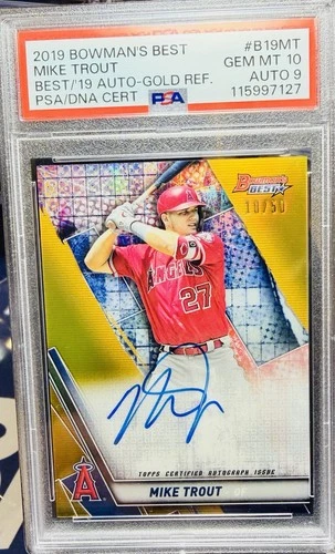 2019 Bowman's Best - Autographs Mike Trout -  Gold Refractor #18/50 - PSA 10🔥
