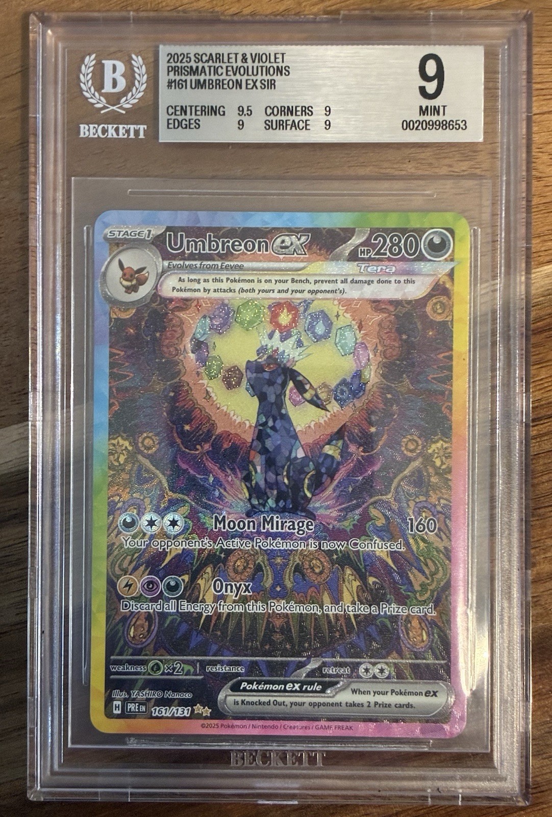 2025 POKEMON PRE PRISMATIC EVOLUTIONS #161 UMBREON EX SIR RARE BGS 9 MINT+
