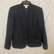 Vintage Harve Bernard Wool Blend Blazer Jacket Gray Sz 10 Business Career