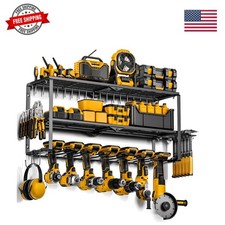 Heavy Duty Power Tool Organizer Wall Mount Cordless Drill Holder Rack 26" | C...