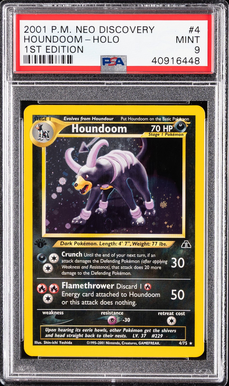 2001 POKEMON NEO DISCOVERY 1ST EDITION #4 HOUNDOOM-HOLO PSA 9