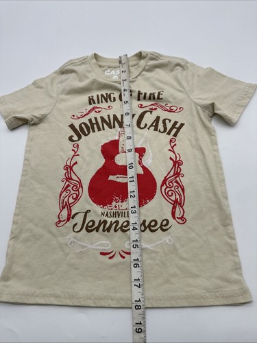 Johnny Cash T-Shirt Youth Boy 4/5 Graphic Print Logo Beige..#30224 - Picture 5 of 7