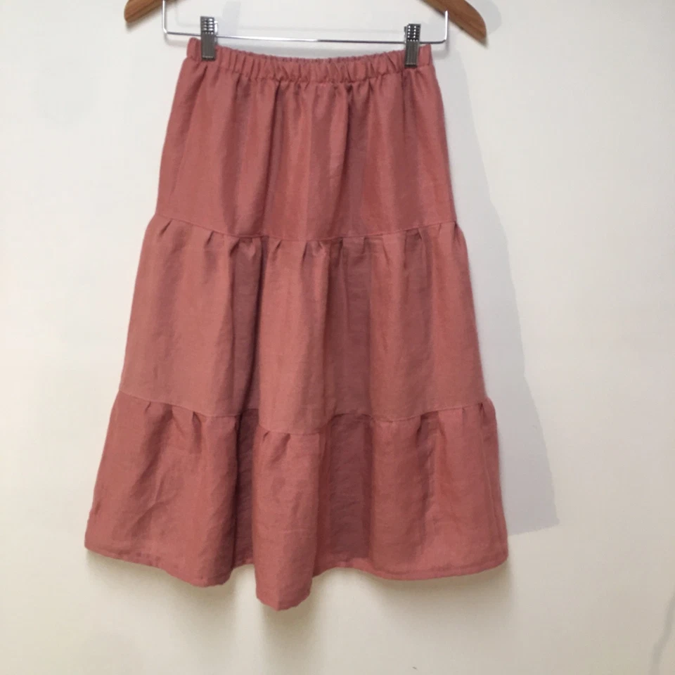 Falda 100% Lino Niñas M 8 Maxi Rosa Volantes Nivel Bohemia Mamá y Papá Niños Foto 4 de 4