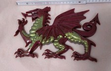 Wandbild 3D Asia Drachen Bordeaux Wand Deko Drache Epoxidharz Handarbeit 17x25cm