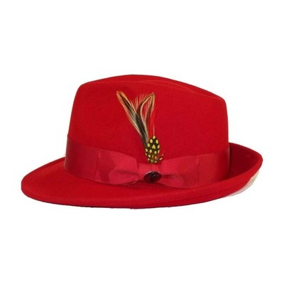 Men BENTLY HEADWEAR Hat Australian Wool Pinch Front Fedora HUDSON HU426 Red