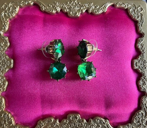 Betsey Johnson Kelly Green Teal Blue Lucite Gem Jewel Tones Ocean Water Earrings - Picture 1 of 3
