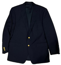 Lauren Ralph Lauren 42L Navy Blue 100 Wool Gold Button Blazer Jacket Sport Coat