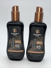 2pk Australian Gold Instant Bronzer SPF 15 Spray Gel Sunscreen 8oz READ