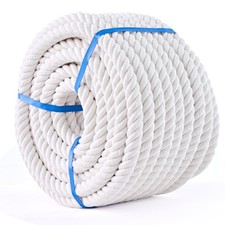 White Cotton Rope 1/2in 100ft Natural Twisted,Available as Used for Tug of ...