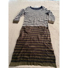 Talbots Sweater Dress Womens XS Gray Blue Green Striped Knit Pocket