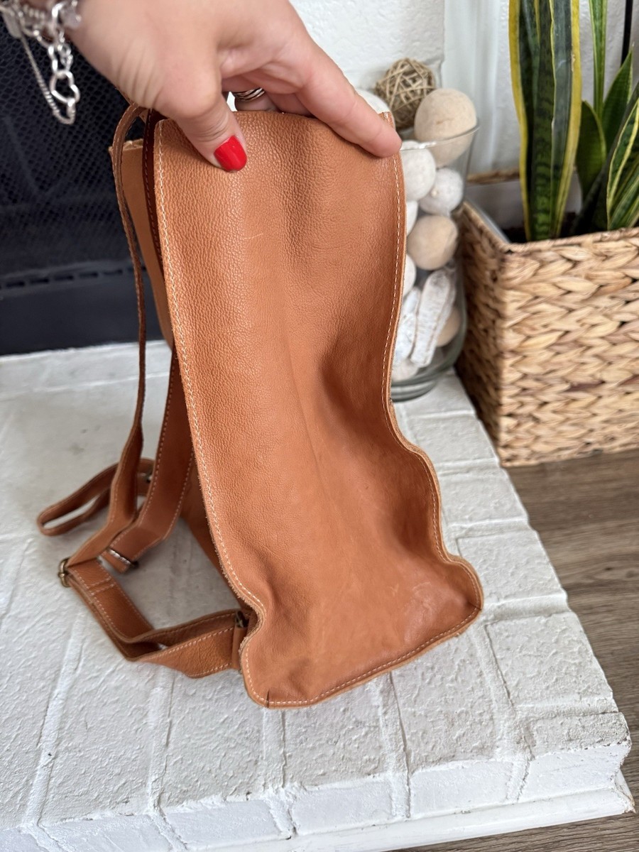 Sundance Leather Backpack Tote Bag Brown Minimalist Boho  display picture 2