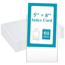 60Pcs Self Adhesive Display Pockets, 5''x 8'' Clear Adhesive Pockets, Index C...