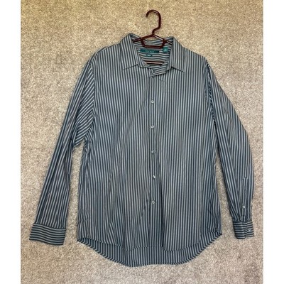 Perry Ellis Men's XL Non Iron Stripe Dress Shirt Long Sleeve Button Down Casual