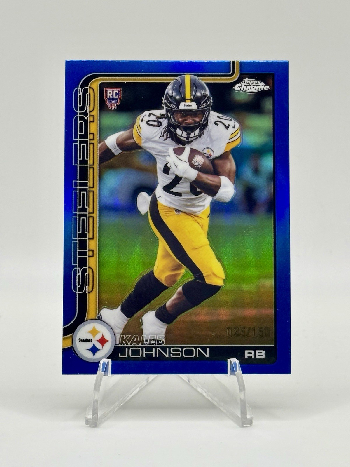 2025 Topps Chrome - Kaleb Johnson - Blue Refractor Rookie SP /150 (RC) TRUE BLUE