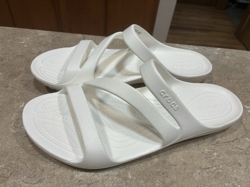 Crocs Sandals Womens 11 Kadee II Flip Flop Thong White Rubber Slip On Open Toe - Bild 2 von 8