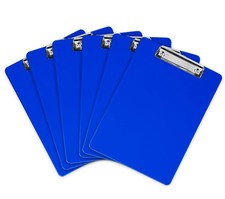 6 PCS Letter Size Blue Plastic Acrylic A4 Clipboard Low Profile Flat Clip