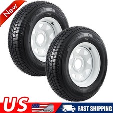 2 Pack St20575d14 5 Lug On 4.5 Trailer Tires On Rim 14 Rims Load Range C Us