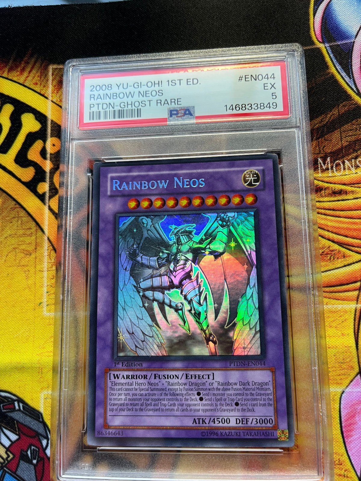 2008 YU-GI-OH! PTDN-EN044 RAINBOW NEOS GHOST RARE 1ST EDITION PSA 5 view 8