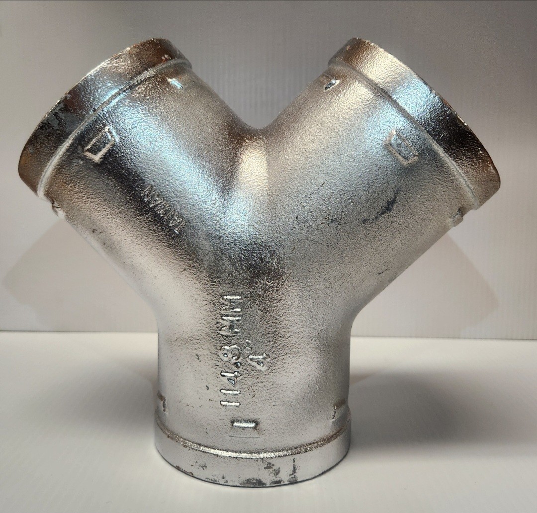 ON SALE DAY"" 4" TRUE WYE, GALVANIZED  GROOVED DUCTILE IRON