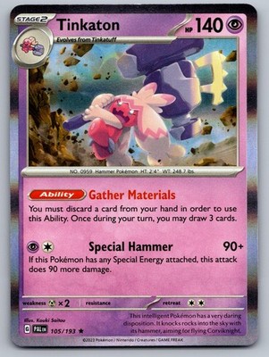 Tinkaton 105/193 Rare Paldea Evolved Pokemon Holo Near Mint