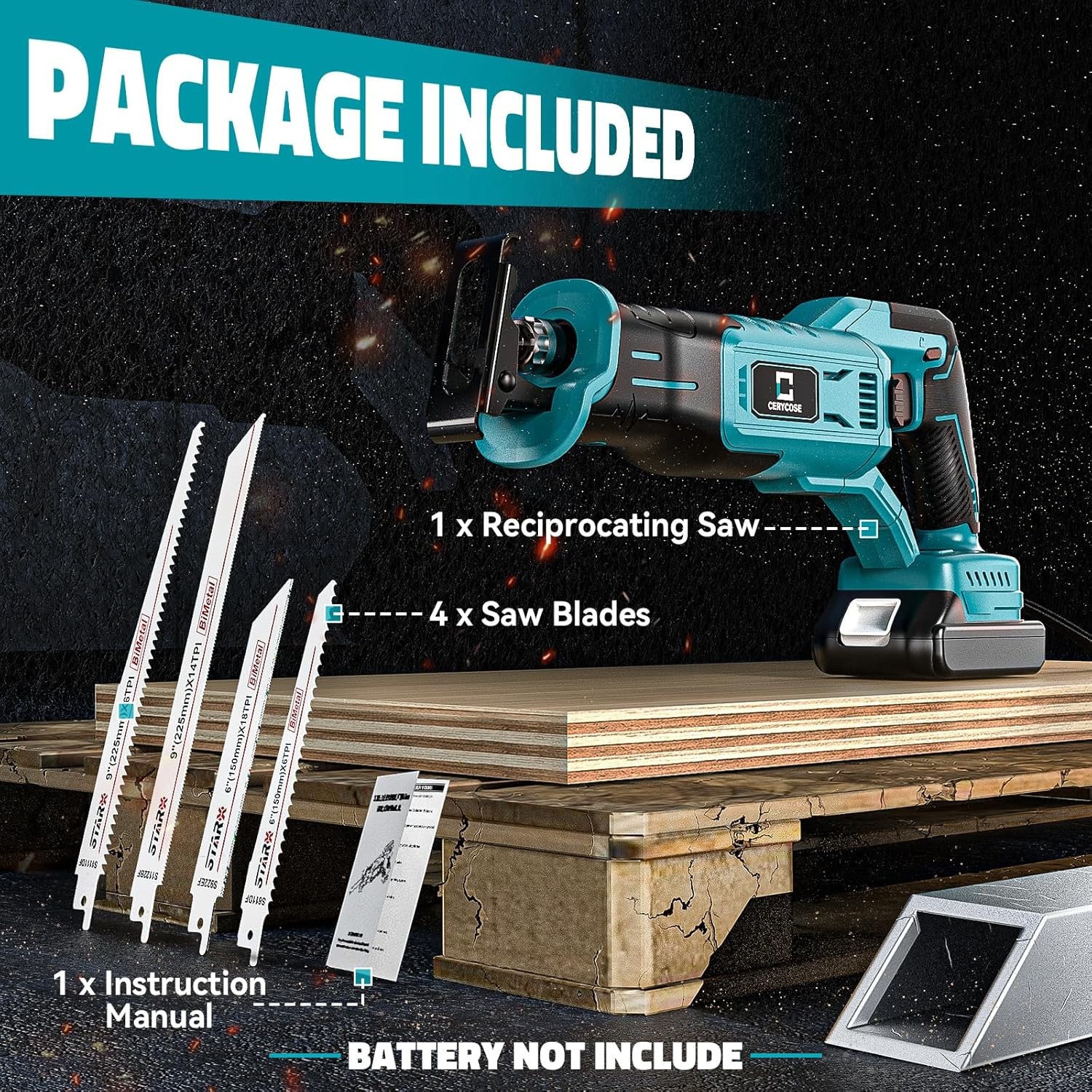 Cordless Reciprocating Saw Compatible with Makita 18V Battery