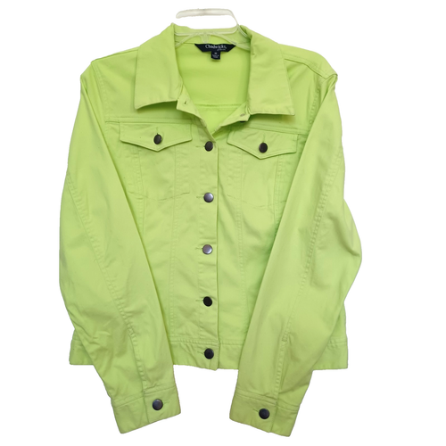 Chadwick's of Boston Women's M Lime Green Denim Jacket Stretch Cotton Jean Coat