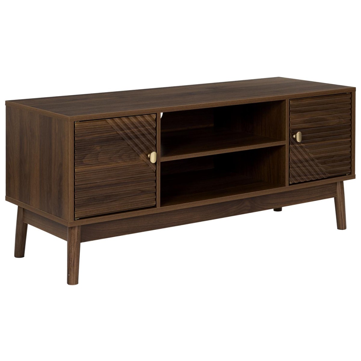 Meuble TV 2 portes Tiffany 110cm marron pour cacher les câbles