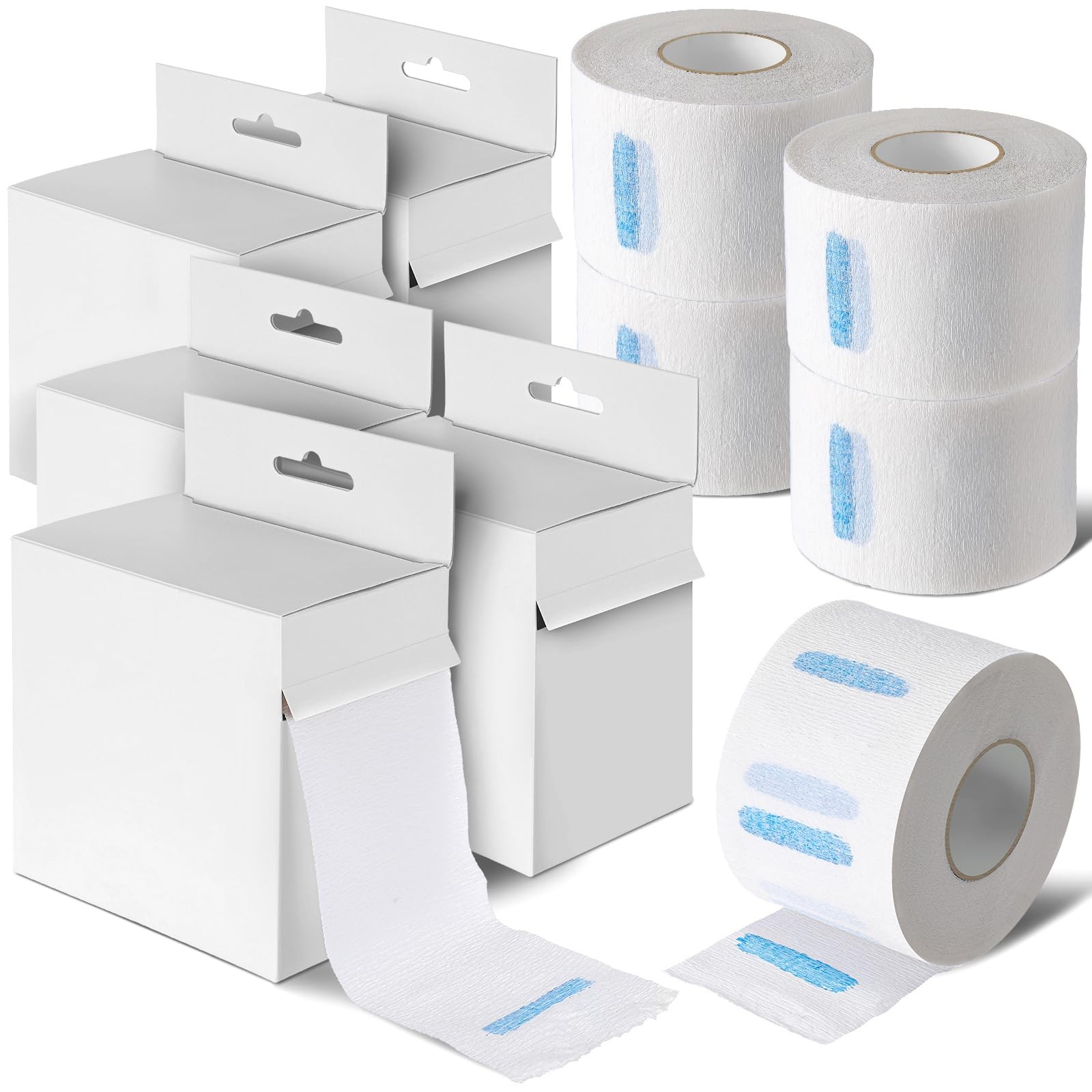 5 Rolls Barber Paper Neck Strips with Hanging Dispenser Professional Stretchy...