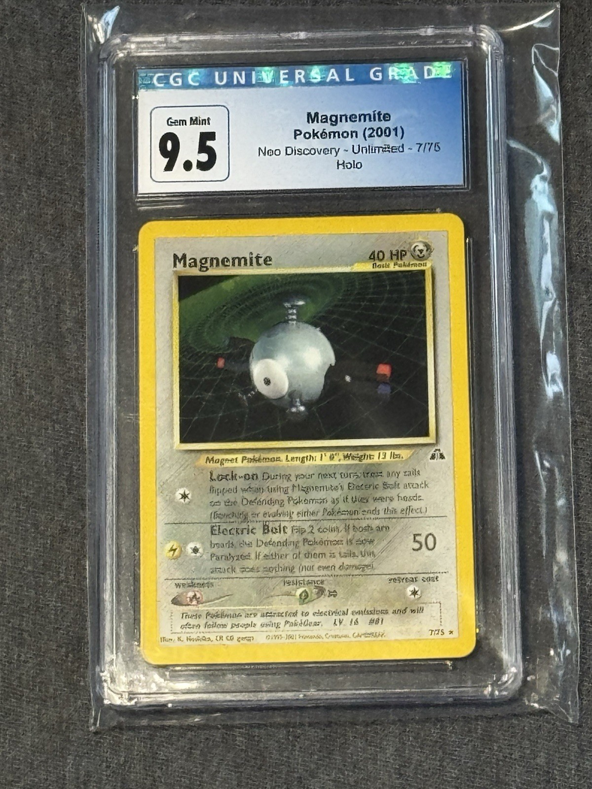 Magnemite 7/75 Holo Unlimited Neo Discovery CGC Gem Mint 9.5