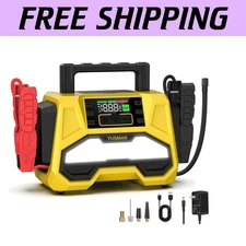 Portable 9000A Jump Starter with Tire Inflation and USB Power Bank Functionality