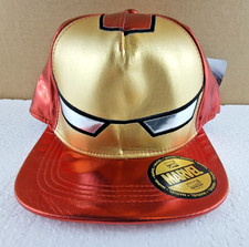 Marvel Avengers Iron Man Kids Snapback Cap Metallic Red Gold Helmet Hat New